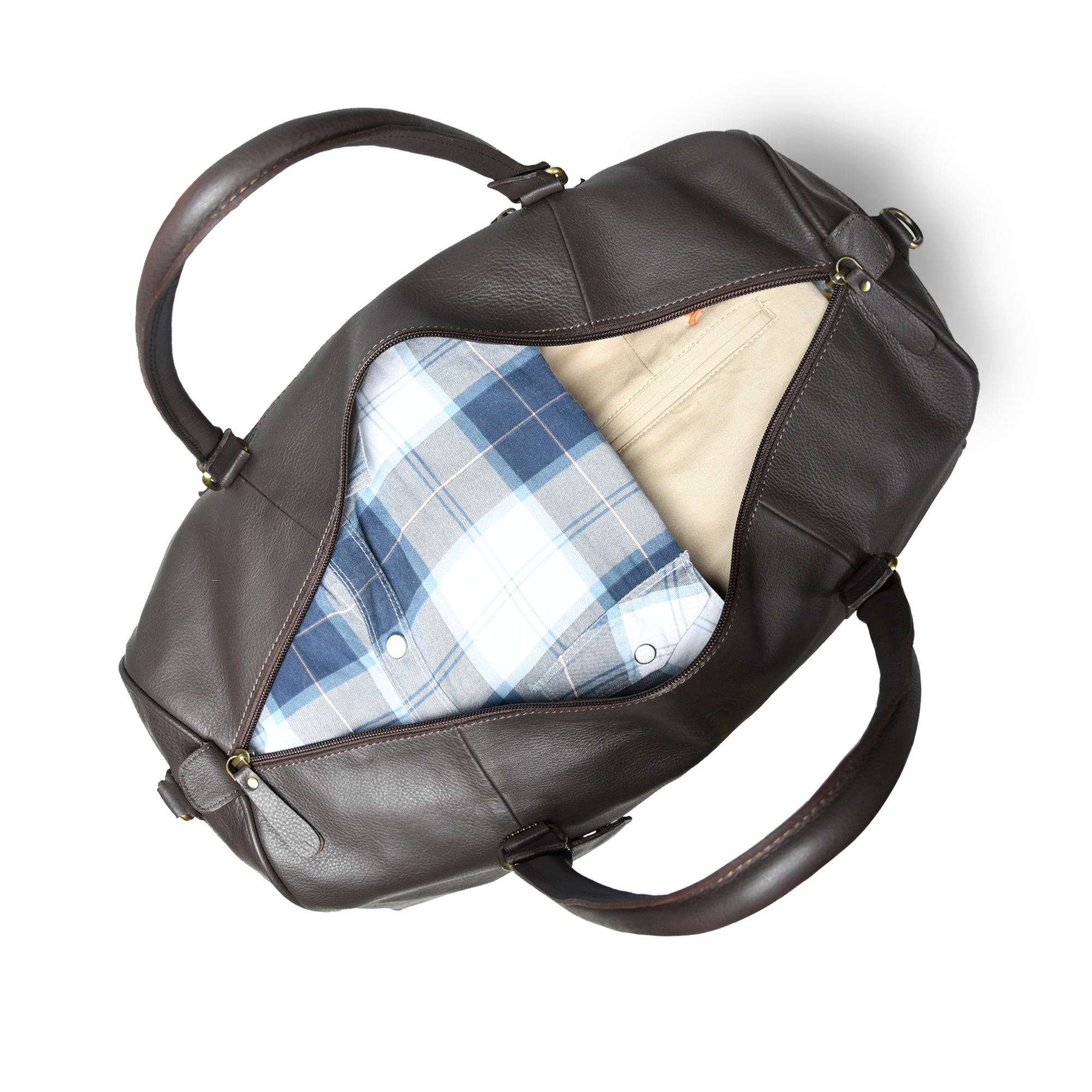 The Voyager Leather Travel Duffel - Brown Colour